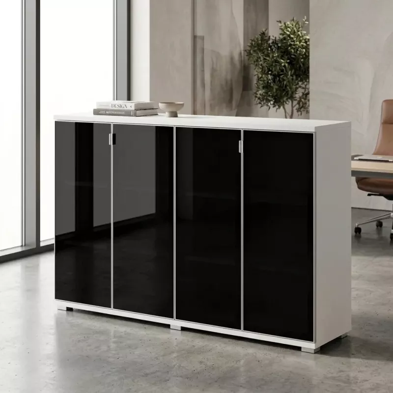 Armoire portes en verre, 4 étagères, L 200 x H 147 cm - So Laroya