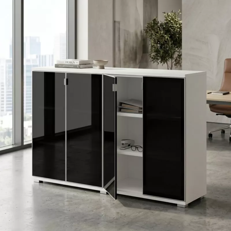 Armoire portes en verre, 4 étagères, L 200 x H 147 cm - So Laroya