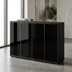 Armoire portes en verre, 4 étagères, L 200 x H 147 cm - So Laroya