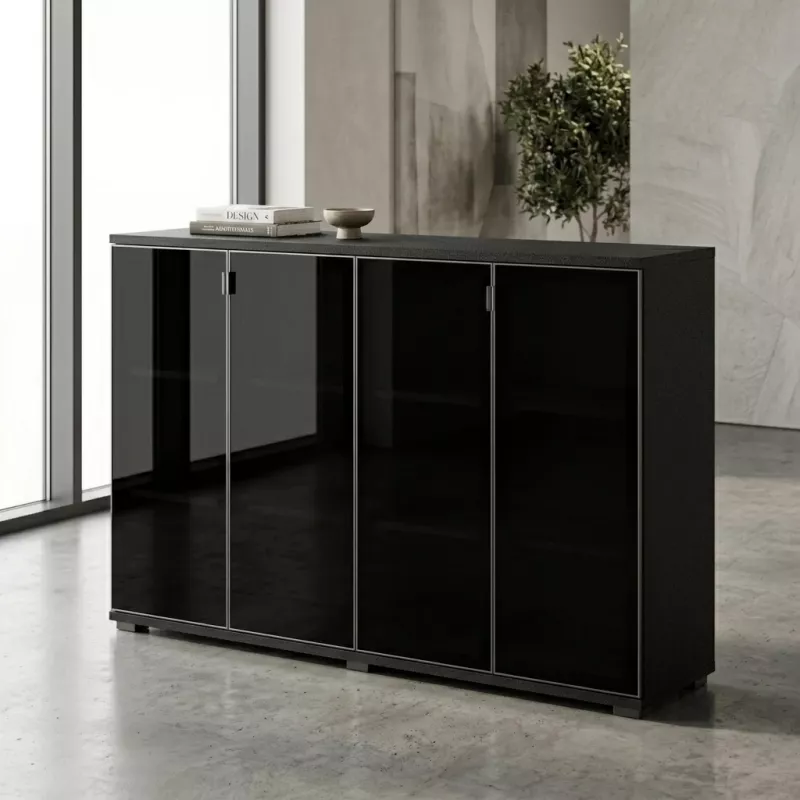 Armoire portes en verre, 4 étagères, L 200 x H 147 cm - So Laroya
