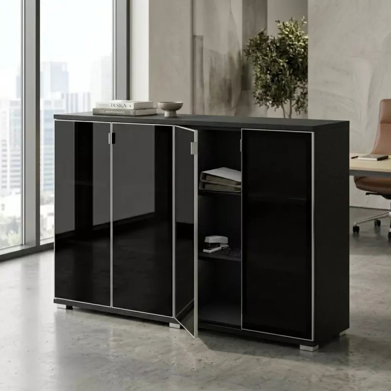 Armoire portes en verre, 4 étagères, L 200 x H 147 cm - So Laroya