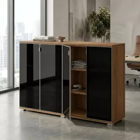 Armoire portes en verre, 4 étagères, L 200 x H 147 cm - So Laroya