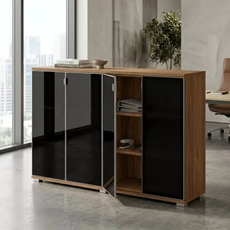 Armoire portes en verre, 4 étagères, L 200 x H 147 cm - So Laroya