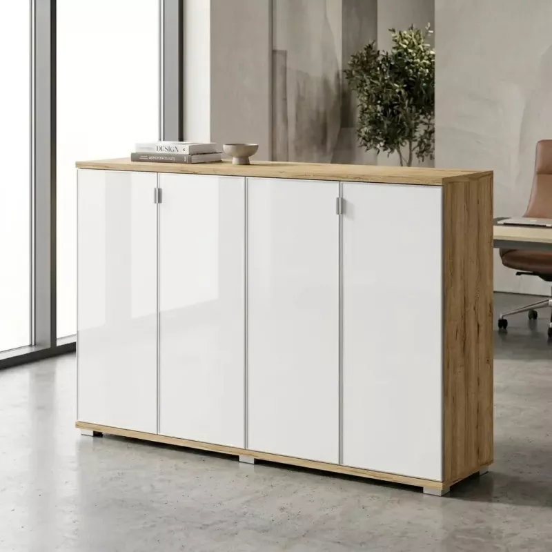 Armoire portes en verre, 4 étagères, L 200 x H 147 cm - So Laroya