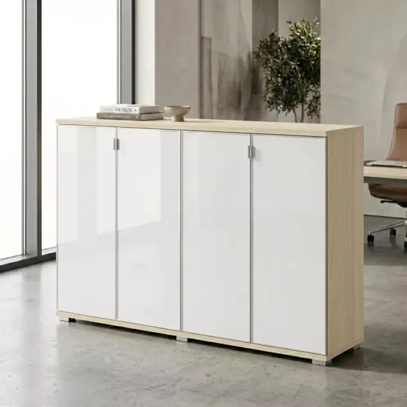 Armoire portes en verre, 4 étagères, L 200 x H 147 cm - So Laroya
