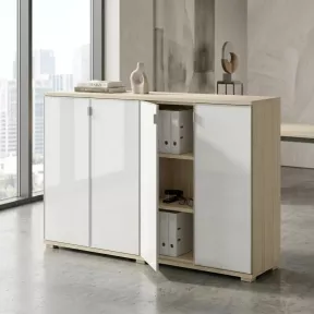 Armoire portes en verre, 4 étagères, L 200 x H 147 cm - So Laroya