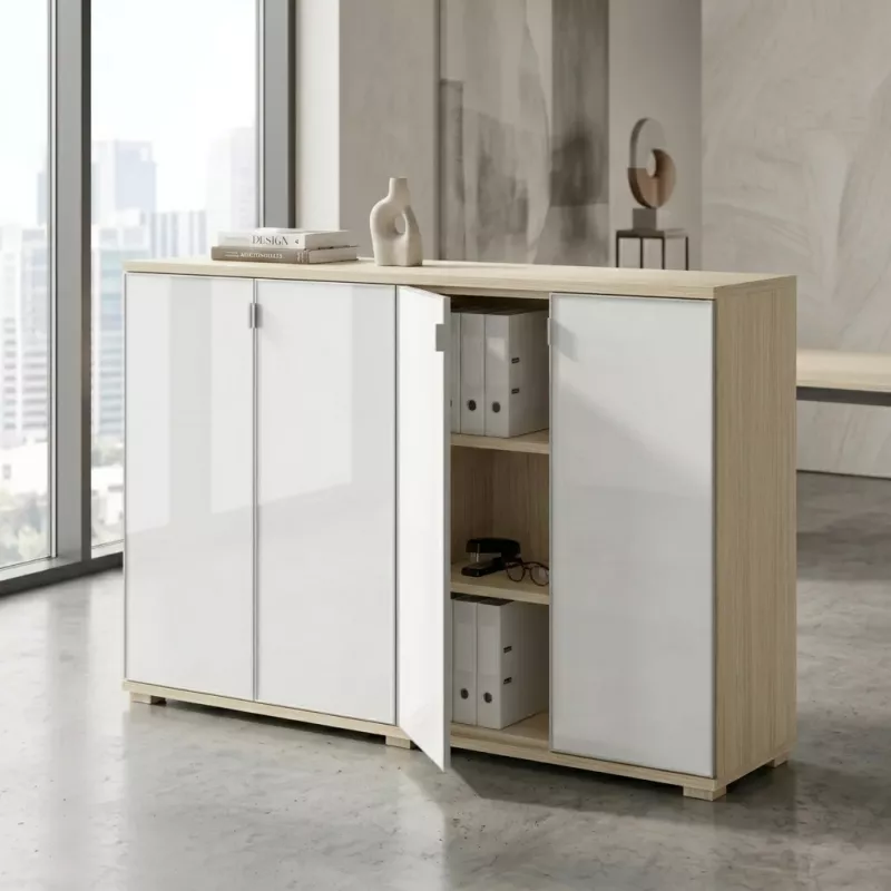 Armoire portes en verre, 4 étagères, L 200 x H 147 cm - So Laroya