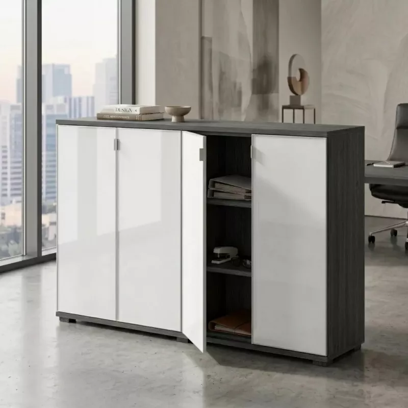 Armoire portes en verre, 4 étagères, L 200 x H 147 cm - So Laroya