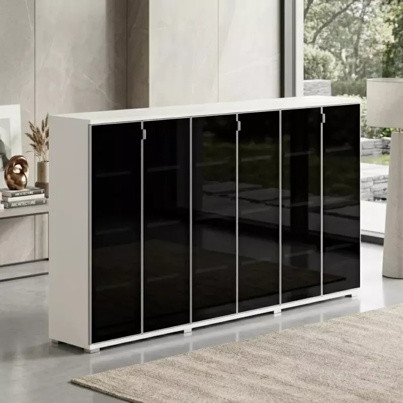 Armoire portes en verre, 9 étagères, L 300 x H 147 cm - So Laroya