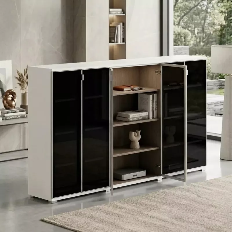 Armoire portes en verre, 9 étagères, L 300 x H 147 cm - So Laroya