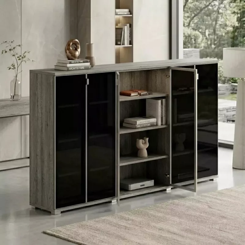 Armoire portes en verre, 9 étagères, L 300 x H 147 cm - So Laroya