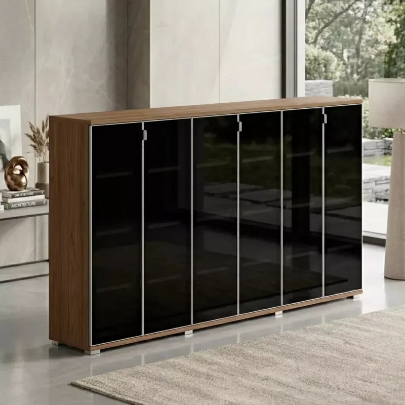 Armoire portes en verre, 9 étagères, L 300 x H 147 cm - So Laroya