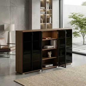Armoire portes en verre, 9 étagères, L 300 x H 147 cm - So Laroya