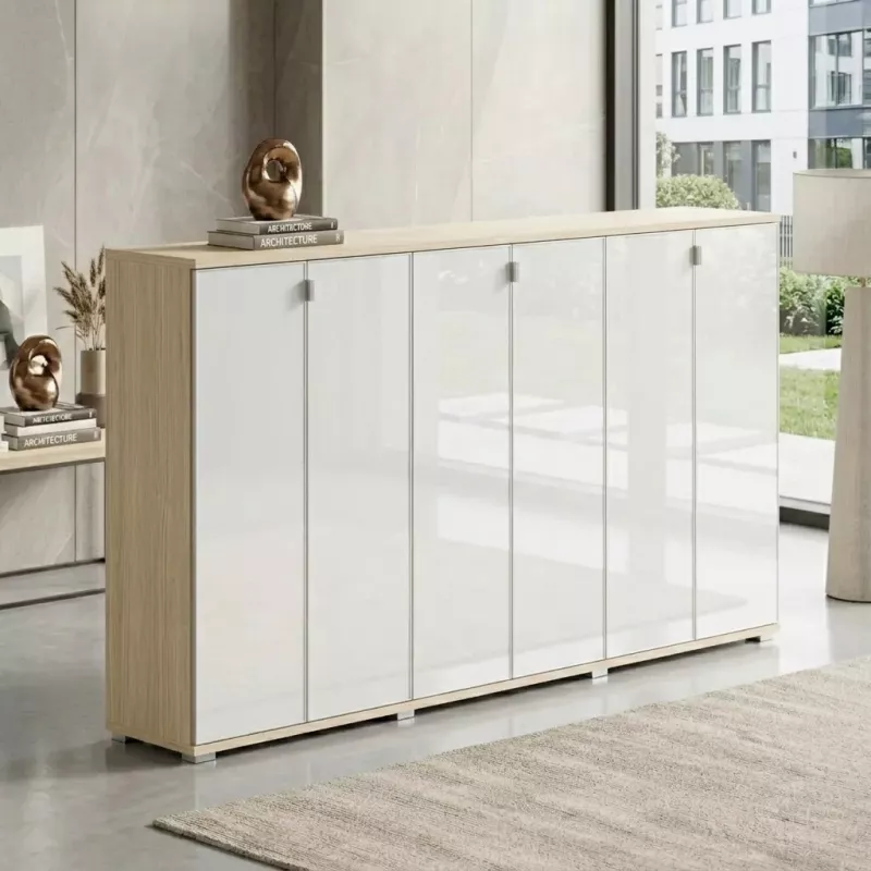 Armoire portes en verre, 9 étagères, L 300 x H 147 cm - So Laroya