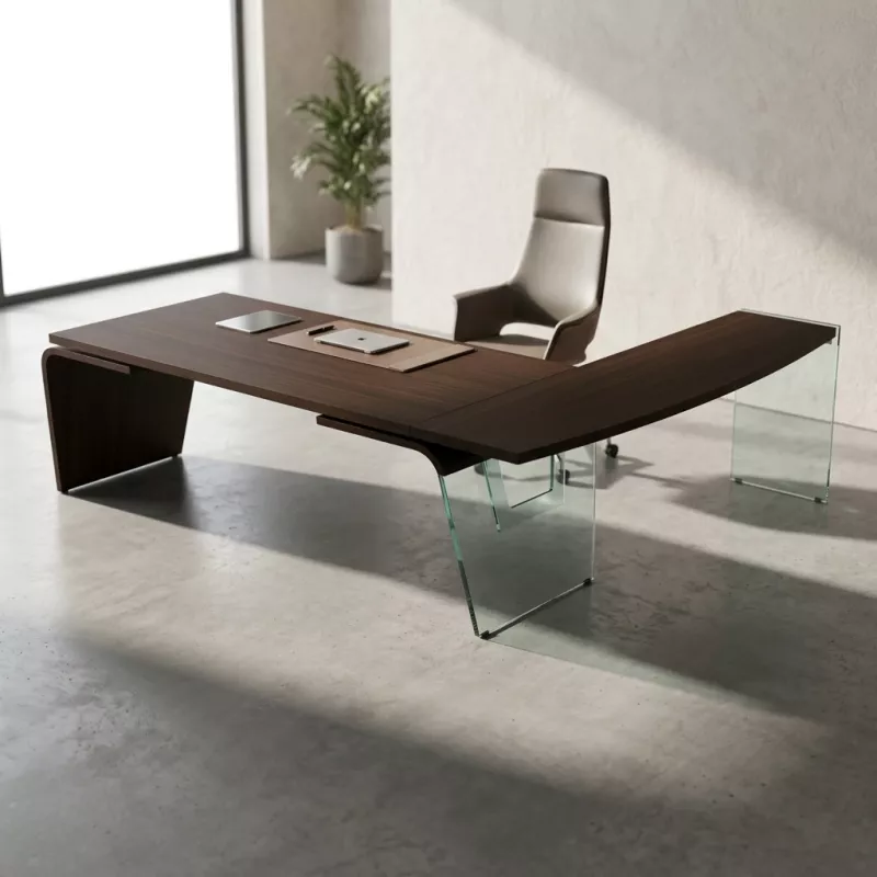 Bureau de direction avec piétement extérieur et grand retour – So Luna