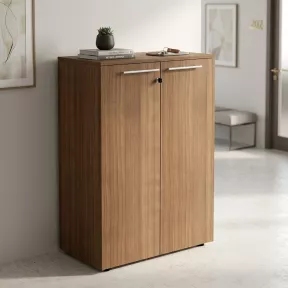 Armoire 2 portes mélaminé à serrure - 2 étagères - L. 83 P. 43 x H. 120 cm So Flora
