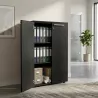 Armoire 2 portes mélaminé à serrure - 2 étagères - L. 83 P. 43 x H. 120 cm So Flora