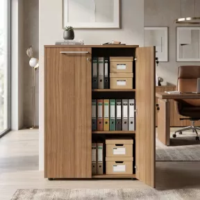 Armoire 2 portes mélaminé à serrure - 2 étagères - L. 83 P. 43 x H. 120 cm So Flora