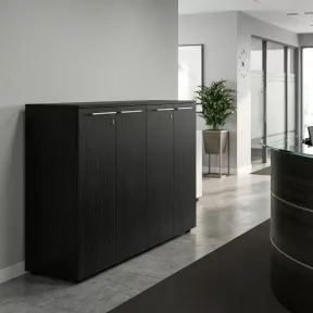 Armoire 4 portes mélaminé à serrure - 4 étagères - L. 163 x P. 43 x  H. 120 cm So Flora