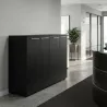Armoire 4 portes mélaminé à serrure - 4 étagères - L. 163 x P. 43 x  H. 120 cm So Flora