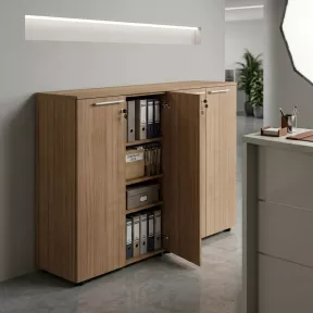 Armoire 4 portes mélaminé à serrure - 4 étagères - L. 163 x P. 43 x  H. 120 cm So Flora