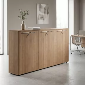 Armoire 6 portes mélaminé à serrure - 6 étagères - L. 243 x P. 43 x H. 120 cm So Flora