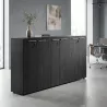 Armoire 6 portes mélaminé à serrure - 6 étagères - L. 243 x P. 43 x H. 120 cm So Flora