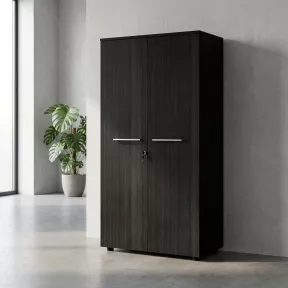 Armoire 2 portes mélaminé à serrure - 3 étagères - L. 83 P. 43 x H. 158 cm So Flora