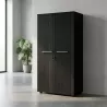 Armoire 2 portes mélaminé à serrure - 3 étagères - L. 83 P. 43 x H. 158 cm So Flora