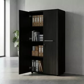 Armoire 2 portes mélaminé à serrure - 3 étagères - L. 83 P. 43 x H. 158 cm So Flora