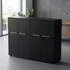 Armoire 4 portes mélaminé à serrure - 6 étagères - L. 163 x P. 43 x H. 158 cm So Flora