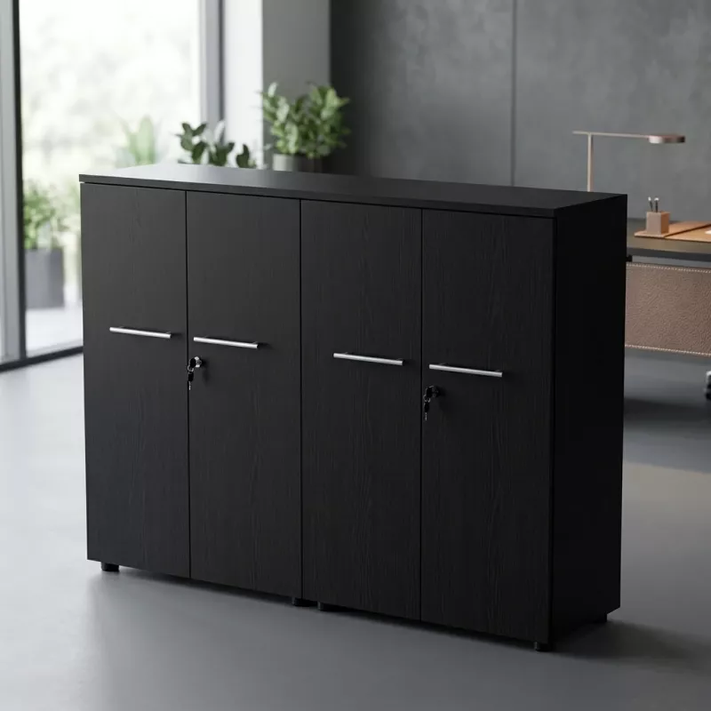 Armoire 4 portes mélaminé à serrure - 6 étagères - L. 163 x P. 43 x H. 158 cm So Flora