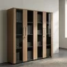 Armoire 4 portes verre fumé à serrure - 6 étagères - L. 163 x P. 43 x H. 158 cm So Flora