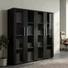 Armoire 4 portes verre fumé à serrure - 6 étagères - L. 163 x P. 43 x H. 158 cm So Flora