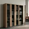 Armoire 4 portes verre fumé à serrure - 6 étagères - L. 163 x P. 43 x H. 158 cm So Flora