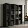 Armoire 4 portes verre fumé à serrure - 6 étagères - L. 163 x P. 43 x H. 158 cm So Flora