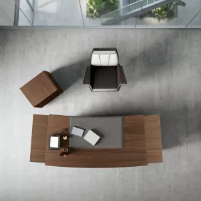 Bureau de direction design italien, plateau courbe et piétement extérieur – So Luna