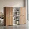 Armoire combiné 4 portes mélaminé à serrure - 9 étagères - L. 243 x P. 43 x H. 158 cm So Flora