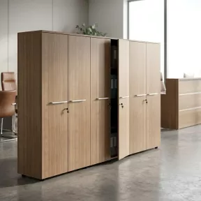 Armoire 6 portes mélaminé à serrure - 9 étagères - L. 243 x P. 43 x H. 158 cm So Flora