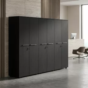 Armoire 6 portes mélaminé à serrure - 9 étagères - L. 243 x P. 43 x H. 158 cm So Flora