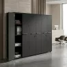 Armoire 6 portes mélaminé à serrure - 9 étagères - L. 243 x P. 43 x H. 158 cm So Flora