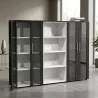Armoire combiné 4 portes en verre fumé à serrure - 9 étagères - L. 243 x P. 43 x H. 158 cm So Flora