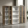 Armoire combiné 4 portes en verre fumé à serrure - 9 étagères - L. 243 x P. 43 x H. 158 cm So Flora
