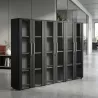 Armoire 6 portes en verre fumé à serrure - 9 étagères - L. 243 x P. 43 x H. 158 cm So Flora