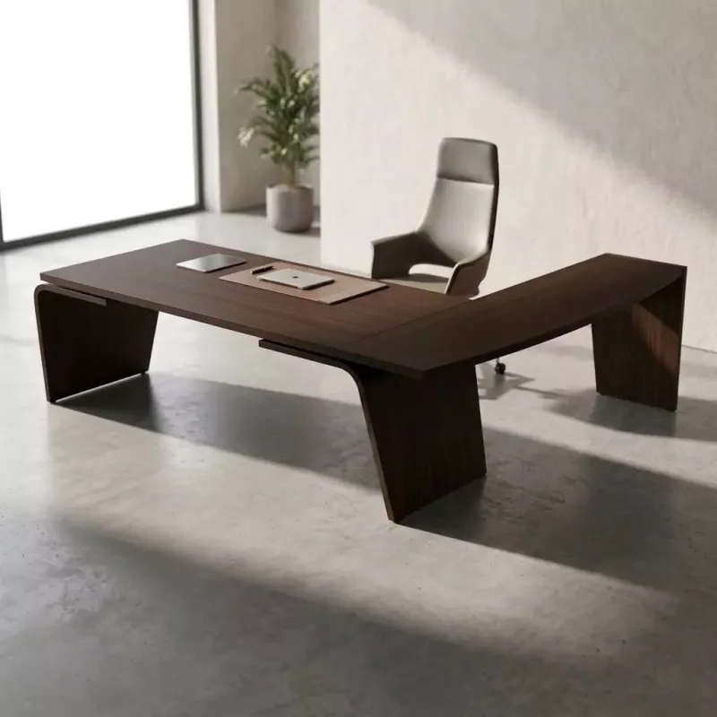 Bureau de direction avec piétement extérieur et grand retour – So Luna