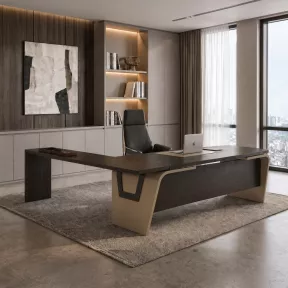 Bureau de direction avec piètement extérieur et grand retour – So Luna