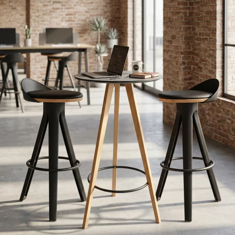 Ensemble mange-debout rond hauteur 110,5 cm et 2 tabourets - So Stable
