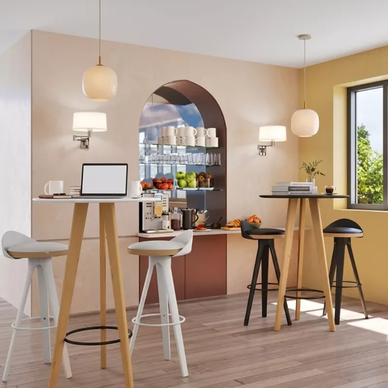 Ensemble mange-debout rond hauteur 110,5 cm et 2 tabourets - So Stable