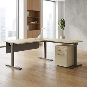 Bureau assis-debout avec retour réglable en hauteur 65 à 130 cm – So Baza+