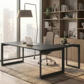 Bureau d’angle avec goulotte et piètement fermé – So Sierro